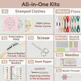 Bradove Beginner Embroidery Kit for Adults Kids, Learn to Embroider 37 Stitches and 13 Cute Patterns, Stitches Kit, Bead Embroidery Kit, Beginner Embroidery Practice Bradove