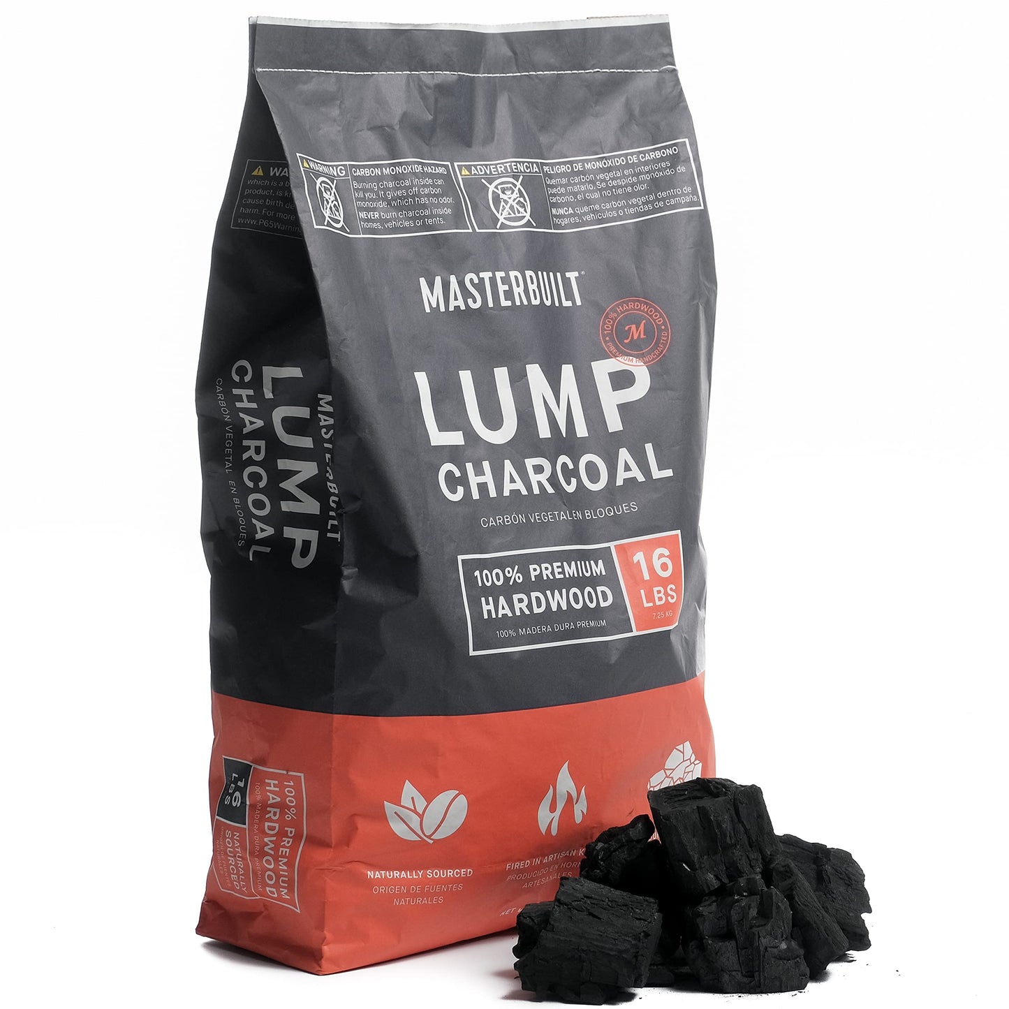 Masterbuilt® Premium Hardwood Lump Charcoal for Gravity Series Charcoal Grill and Smokers, Compatible with All Barrel, Kamado, and Kettle Grills, 1 Pack, 16LB