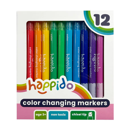 International Arrivals Happido Dual Tip Color Changing Markers for Kids, Set of 12 & Happido Set of 12 Twistable Tempera Paint Sticks For Kids & Shrink-Its! 28 PC DIY Shrinking Art Kit International Arrivals