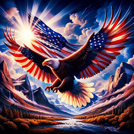 KTHOFCY 5D DIY US Flag Independence Day Eagles Diamond Painting Kits for Adults, US 4th of July Full Drill Crystal Rhinestone Paintings Pictures Arts Wall Decor Painting Dots Kits 13.8X13.8inch KTHOFCY