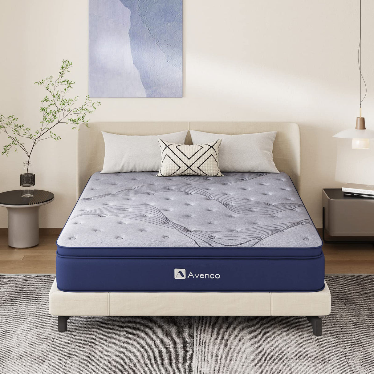 Avenco King Size Mattress, 10 Inch Mattress King Hybrid, Medium Firm King Mattress in a Box for Pressure Relief and Sound Sleep, Wrapped Coils and CertiPUR-US Foam, Soft Breathable Fabric Avenco
