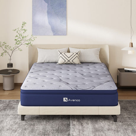 Avenco King Size Mattress, 10 Inch Mattress King Hybrid, Medium Firm King Mattress in a Box for Pressure Relief and Sound Sleep, Wrapped Coils and CertiPUR-US Foam, Soft Breathable Fabric Avenco