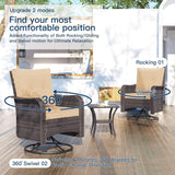 Kullavik 9 Pieces Outdoor Patio Furniture Set,PE Wicker Rattan Sectional Sofa Patio Conversation Sets,Swivel Rocking Chairs Set,Sand Kullavik