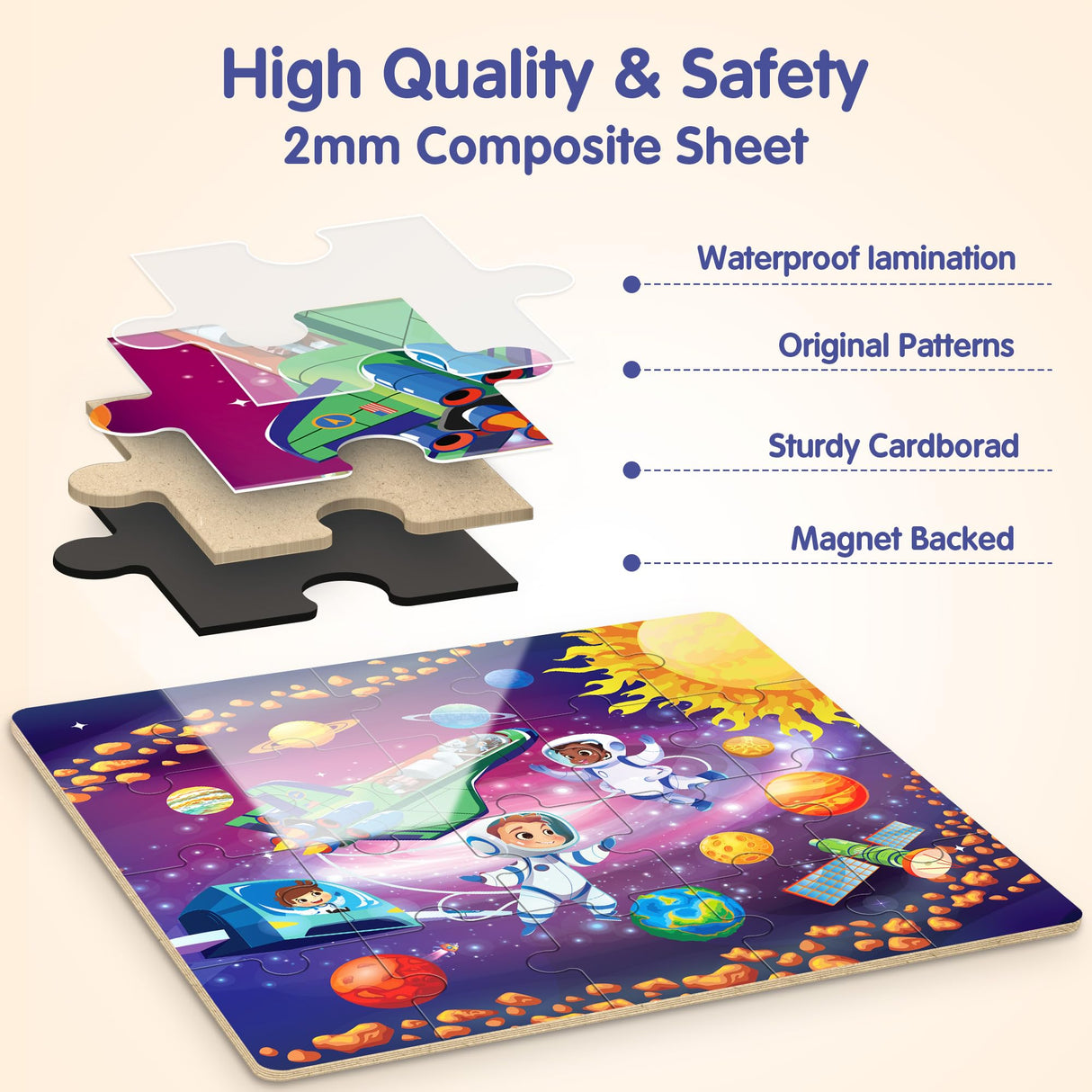 SYNARRY Magnetic Puzzles for Toddlers 3-5, Space Planets Solar System Puzzles for Toddlers 2-4, Travel Puzzles for Kids Ages 4-6 Car Airplane Road Trip Activities Games Gifts Toys for 3 4 5 6 Year Old SYNARRY