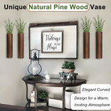 Fttoyoly 4 Pack Wood Wall Planter with Artificial Eucalyptus, Modern Wall Decor for Living Room Bedroom Bathroom Entryway, Farmhouse Boho Wall Vases for Dried Flowers and Faux Plants Fttoyoly