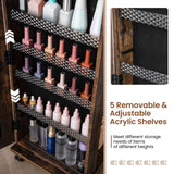 Byroce 360° Rotating Jewelry Armoire with Wheels, Lockable Jewelry Organizer W/ 3-Color LED Lights, Adjustable Shelves & Rear Storage, 64’’H Full Length Mirror Jewelry Cabinet Standing (Rustic Brown) Byroce