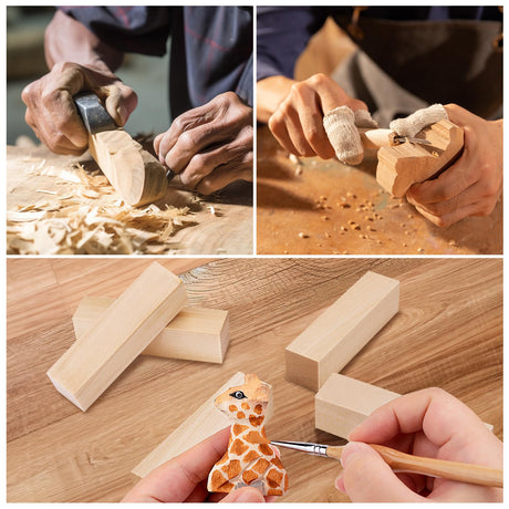 7 Pcs Basswood Carving Blocks,Wood Carving Blocks Set,2 Different Size Whittling Wood Blocks for Craft Carving Wooden Blocks,4x1x1 and 4x2x2 Inch Bass Wood, for Wood Carving Wood Crafts SOKOSEY