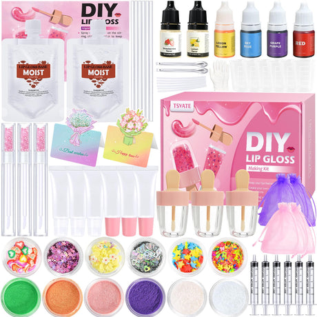 Lip Gloss Making Kit, TSVATE Make Your Own Lip Gloss Kit, 67PCS DIY Lip Gloss Making Supplies, Moisturizing Glitter Lip Kit Lipgloss Making Kits, Lipgloss Sets for Girls Tween Girls Trendy Stuff Women TSVATE