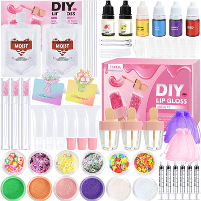 Lip Gloss Making Kit, TSVATE Make Your Own Lip Gloss Kit, 67PCS DIY Lip Gloss Making Supplies, Moisturizing Glitter Lip Kit Lipgloss Making Kits, Lipgloss Sets for Girls Tween Girls Trendy Stuff Women