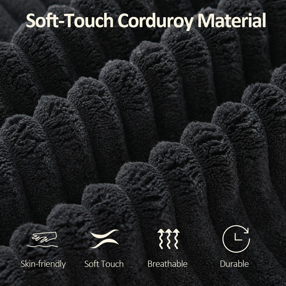 WUTUTUEE 110" Boneless Sectional Couch with Chaise Lounge, Cloud Couch Compressed Sofa L Shape, No Assembly Memory Foam Sofa for Living Room, Black Corduroy WUTUTUEE