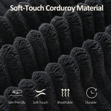 WUTUTUEE 110" Boneless Sectional Couch with Chaise Lounge, Cloud Couch Compressed Sofa L Shape, No Assembly Memory Foam Sofa for Living Room, Black Corduroy WUTUTUEE