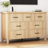 Jocoevol Fluted 7 Drawers Dresser for Bedroom, Boho Chest of Drawers with Metal Handle, Wood Dresser TV Stand, Wooden Closet Clothes Storage Organizer for Living Room, Hallway (Natural Oak) Jocoevol
