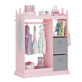UTEX Kids Armoire Wardrobe Closet with Mirror and Storage Bin, Pink, 33.4 in W x 15.75 in D x 44.5 in H UTEX