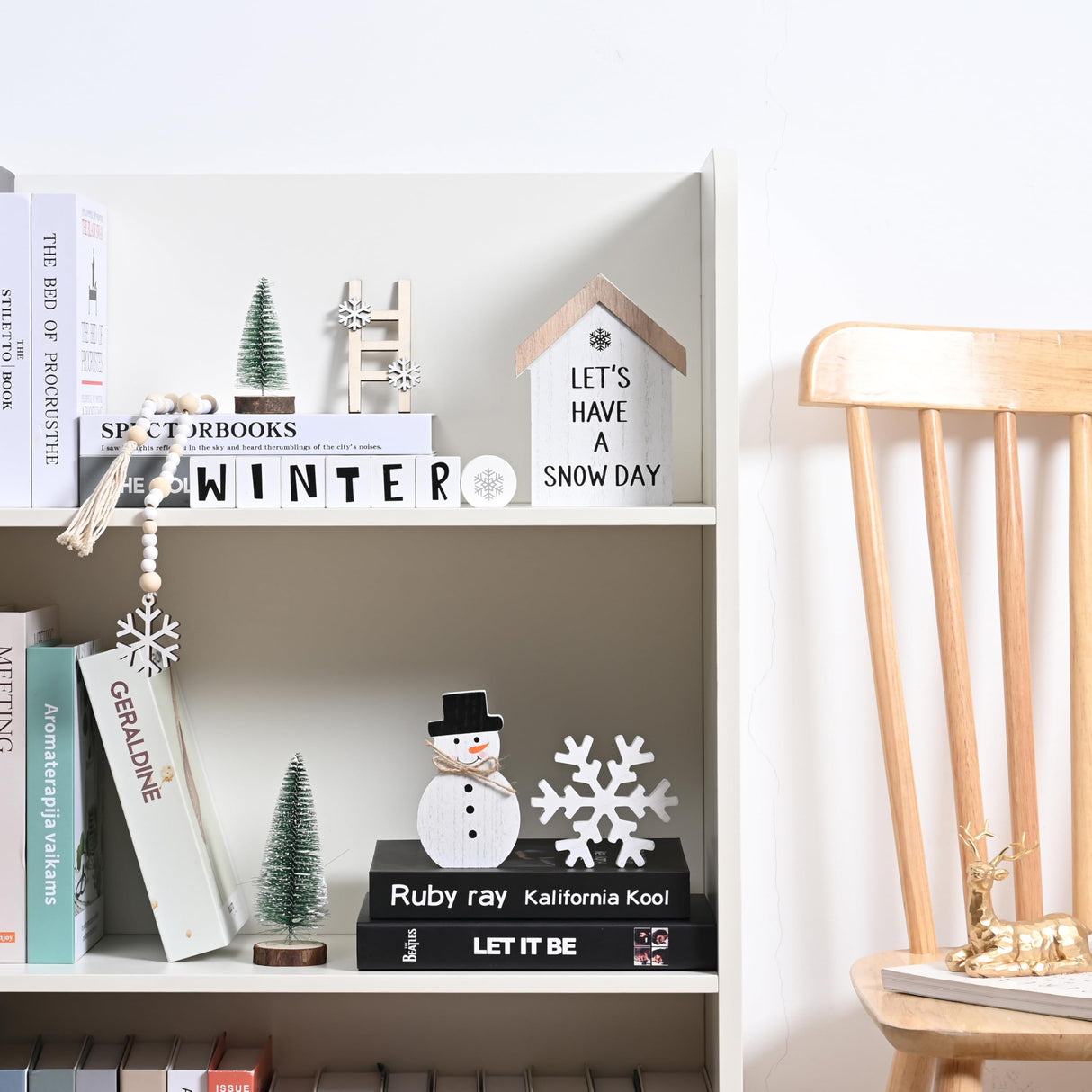 FESTGLOX 14Pcs Winter Christmas Tiered Tray Decor, Snowman Wood Signs Set for Tiered Tray, Small Rustic Winter Snowman Signs and Christmas Tree for Home Table Decoration (Tray Not Included) FESTGLOX