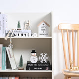 FESTGLOX 14Pcs Winter Christmas Tiered Tray Decor, Snowman Wood Signs Set for Tiered Tray, Small Rustic Winter Snowman Signs and Christmas Tree for Home Table Decoration (Tray Not Included) FESTGLOX