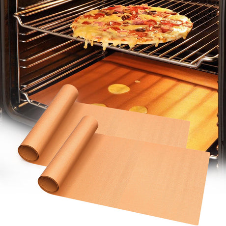 UBeesize 2 Pack Thickened Copper Oven Liners for Bottom of Oven BPA & PFOA Free, Reusable 16x24 Inch Heavy Duty Non Stick Teflon Oven Mats, Fit Electric Gas Toaster Convection Microwave Ovens Grills UBeesize
