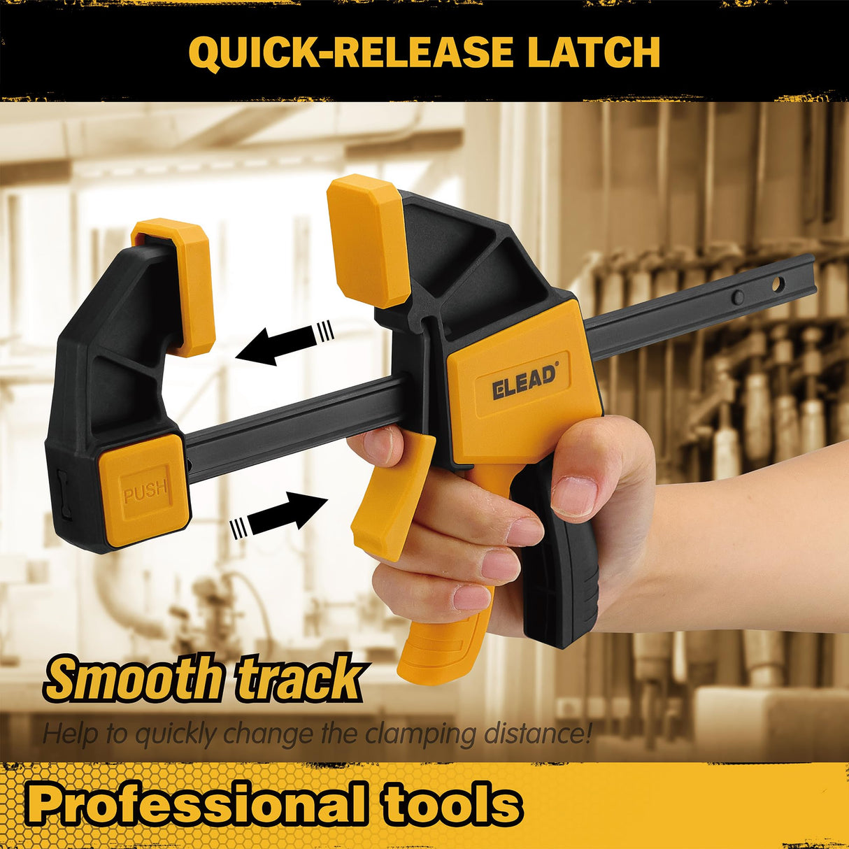 8-Piece Clamps for Woodworking - 4 Pcs 6 inch Bar Clamps, 4 Pcs Heavy Duty Metal Spring Clamps, Bar Clamps with 150 LBS Load Limit, Quick Release Triggers ELEAD