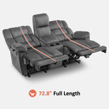 MCombo Zero Gravity Power Loveseat Recliner with Console, Heat and Vibration Massage, Reclining Loveseat Sofa with USB Ports, Cup Holders for Living Room, Fabric RS6234 (Grey) MCombo