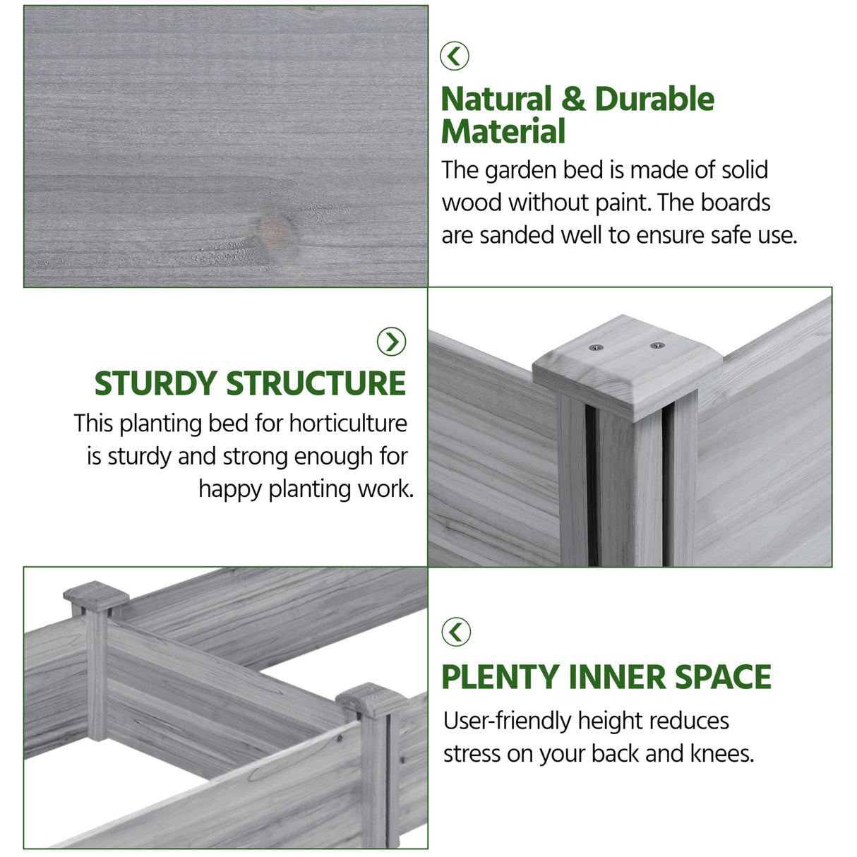 Yaheetech 8×2ft Wooden Horticulture Raised Garden Bed Divisible Elevated Planting Planter Box for Flowers/Vegetables in Backyard/Patio Outdoor, Gray, 97 x 25 x 11in Yaheetech