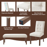 VilroCaz Modern 6-Piece Dining Table Set, Solid Wood 60'' Rectangle Kitchen Table with 4 Upholstered Chairs & Bench, Home Kitchen Dining Room Set for 6 (Walnut-7.19) VilroCaz