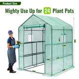 Greengro Greenhouse, 56 x 56 x 75'' Greenhouses for Outdoors, Durable Green House Kit with Window, Thicken PE Cover, 3 Tiers 8 Shelves, Heavy Duty Walk in Green Houses for Indoor Backyard Outside Greengro