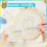 FoszaSzept Cocktail Punch Needle Coaster Kit, 22Pcs Embroidery Needle Coasters Crafts for Beginners, Easy DIY Mug Tufted Making Set with 6 Patterns Hoop Self Adhesive Felt Cloth Threading Device FoszaSzept