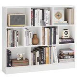 YAHARBO White 10 Cube Bookshelf,3 Tier Modern Horizontal Bookcase,Wooden Low Book Shelf Display Storage Cabinet with Base,Floor Standing Short Bookshelves Open Organizer for Bedroom,Living Room,Office YAHARBO
