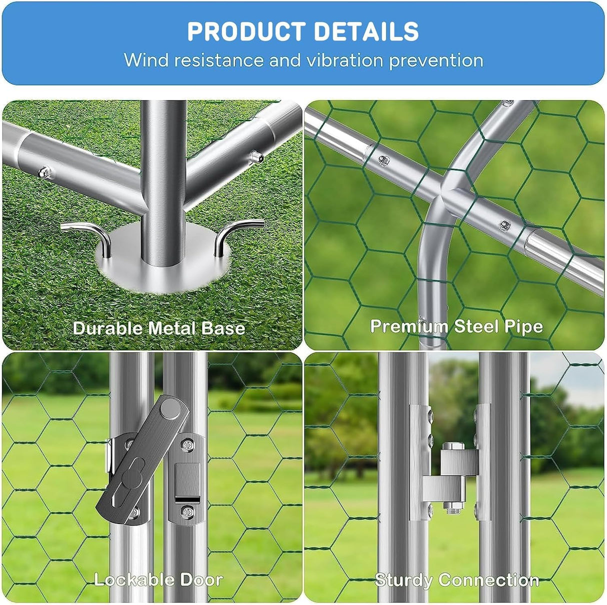 MODCART Large Metal Chicken Coop Chicken Run, Chicken Pen with Water-Resident and Anti-UV Cover, Duck Rabbit House Outdoor (9.8’ W x 6.6’ L x 6.4’ H) MODCART