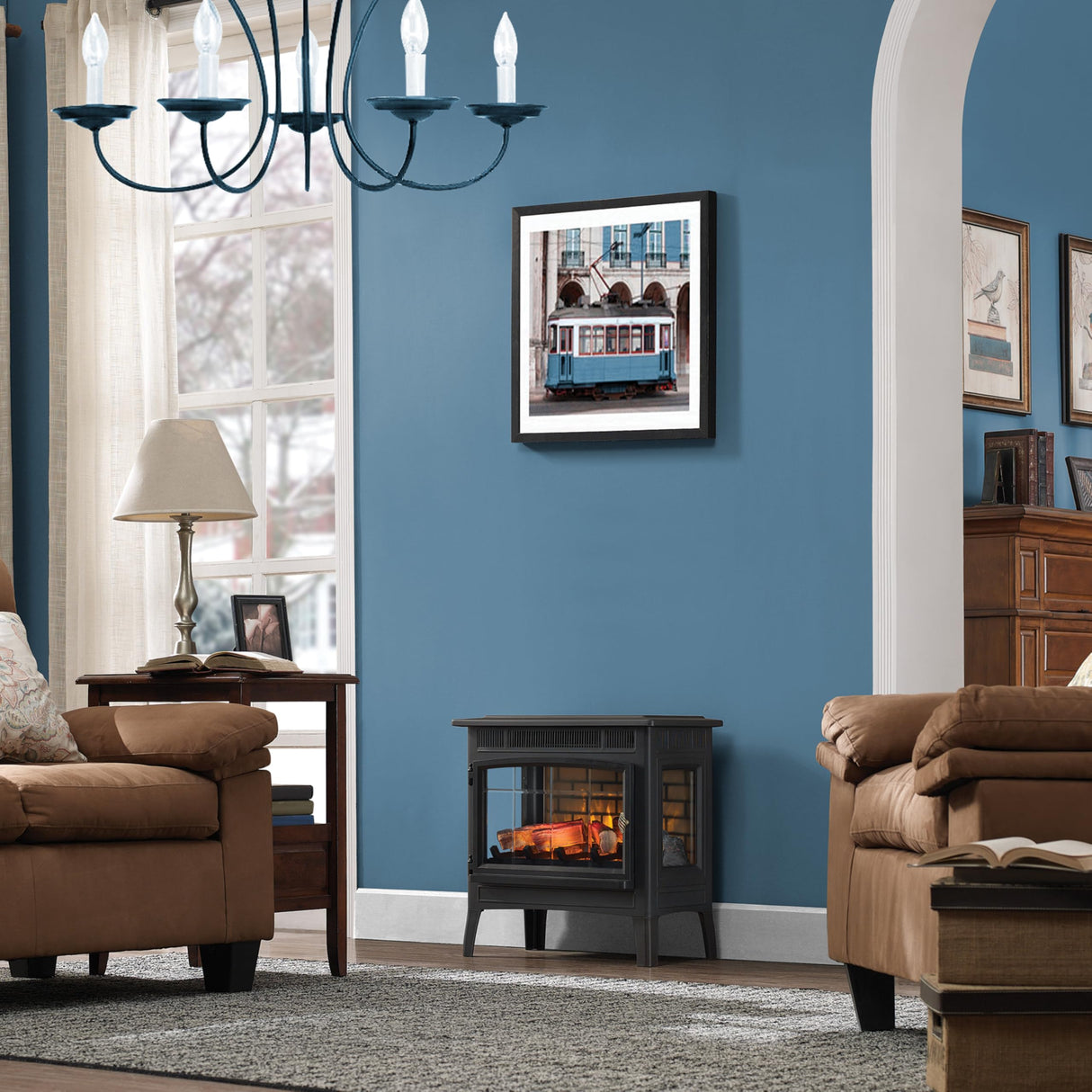 duraflame Freestanding Electric Fireplace Stove Heater with 3D Flame Effect for 1,000 Sq. Ft. Room, Black Duraflame