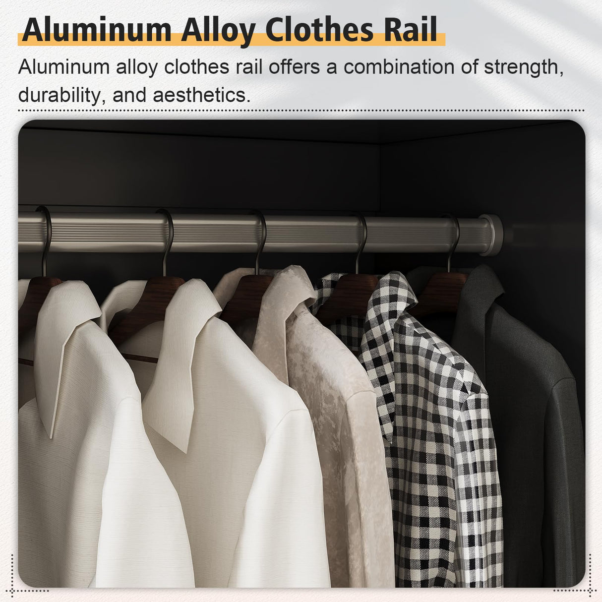 Swpormundo Wardrobe Closet with Drawers and Hanging Rod, 70" Wooden Wardrobe Closet with 2 Doors and 2 Drawer, Armoire Clothing Storage Cabinets with Smooth Slide for Bedroom, Dorm, Cloak Room (Black) Swpormundo