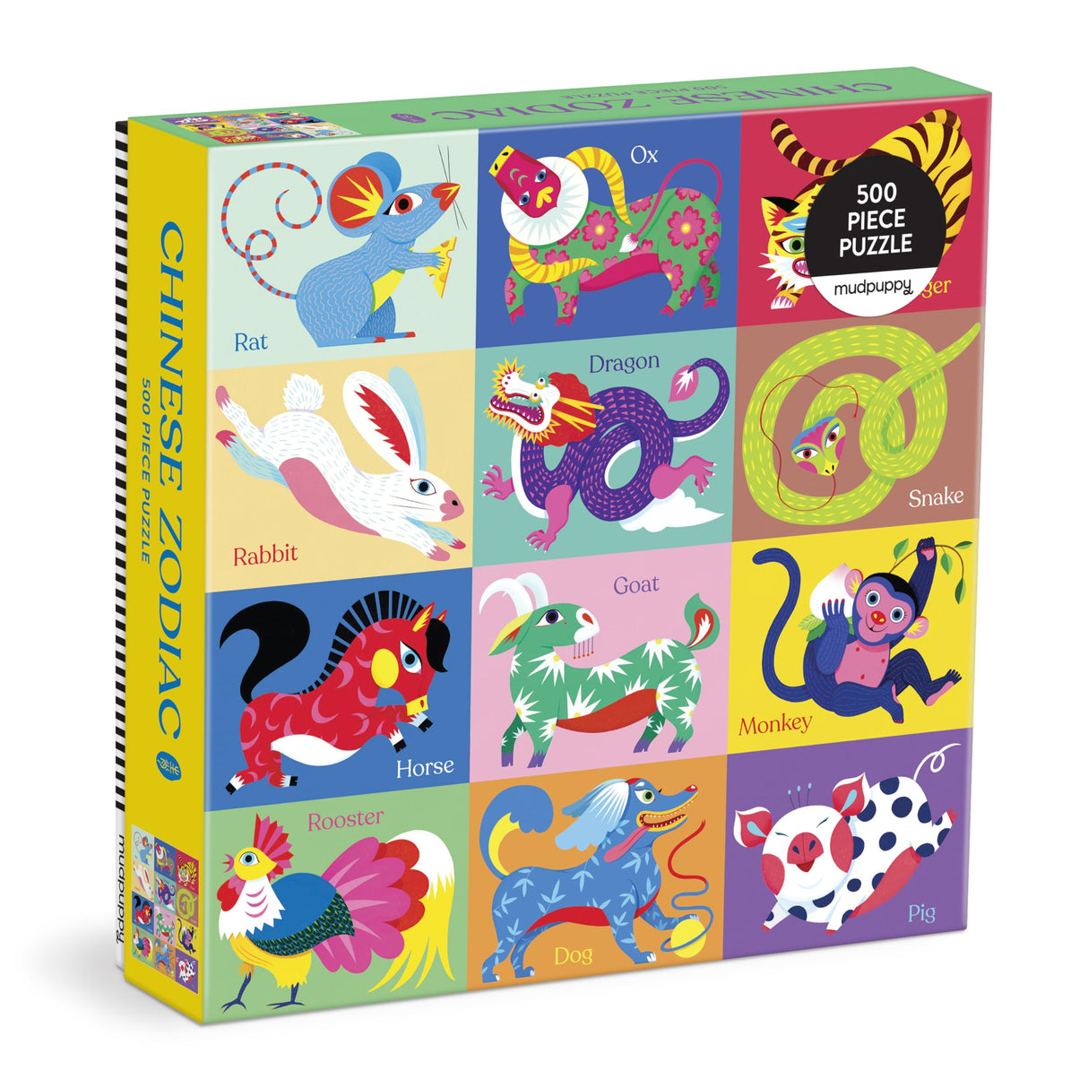 Mudpuppy Chinese Zodiac – 500 Piece Family Jigsaw Puzzle Featuring Colorful Illustrations of The 12 Animals Represented in The Chinese Zodiac Mudpuppy