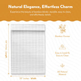 Radiance Cordless Bamboo Roman Shades for Windows - Bamboo Blinds for Semi-Private Light Control - Easy to Lift & Fold Up Window Shades - White - 39" W x 64" L - (2215338E) Radiance