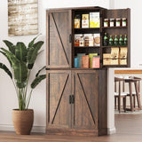 Hlivelood Farmhouse Kitchen Pantry Cabinet with 3 Drawers,71" Tall Rustic Wood Storage Cabinet with 6 Door Shelves,with Load-Bearing Steel Pipe,Pantry Organizers for Kitchen,Dining Room(Brown) Hlivelood