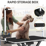 DWVO 49'' Electric Dog Grooming Table, Heavy Duty Adjustable Pet Grooming Table w/Leveling Wheels, Grooming Arm, Anti-Slip Top & Tool Organizer, Professional Dog Grooming Station (Black, 49inch) DWVO