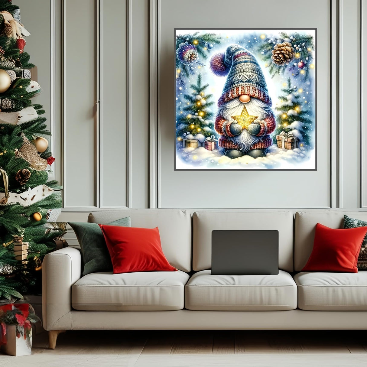 BYGFHLYW 5D Gnome Diamond Painting Kits for Adults, Gnome Christmas Diamond Art Kits for Adults Beginner, DIY Full Drill Diamond Dot Gem Painting for Home Wall Decor 13.7x13.7inch BYGFHLYW