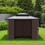 Gazebo Curtains Outdoor Waterproof, Curtain Replacement Universal 4-Panel Sidewalls, Universal Replacement Privacy Curtain Sidewalls with Zipper for Garden Patio Yard (Only Curtains) (10x12ft, Brown) Generic