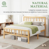 Viisari Bamboo Wood Bed Frame Full with Headboard and Footboard, 14 Inch Platform Full Size Bed Frame with Steel Slats, Solid Foundation, Easy Assembly, Ample Under-Bed Storage, Noise-Free Viisari