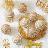 Champagne Gold Christmas Ball Ornaments,12ct Christmas Tree Shatterproof Plastic Hanging Sequin Xmas Balls for Festivals Holiday Party Decorations(70mm/2.76") Munansli