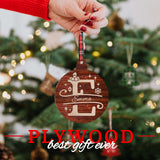 Christmas Initial Ornaments w/Name - 9 Pattern - Personalized Xmas Round Ornament Decor for Christmas Tree - Customized Noel Wood Gifts - Custom Wooden Circle Décorations C1 People People