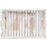 MyGift Shabby Chic Whitewashed Wood Breakfast Serving Tray with Cutout Handles MyGift