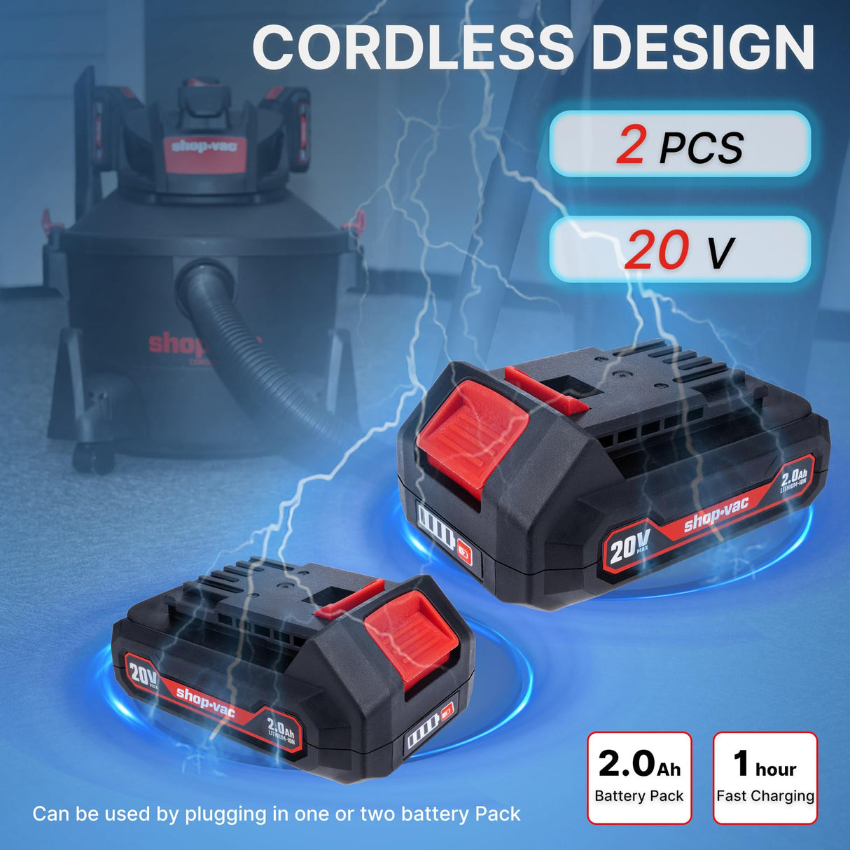 Shop-Vac 6 Gallon Wet Dry Vacuum Cleaner, 8.0 Peak Kpa Shop Vacuum with Blower Function, Cordless Vacuum Cleaner for Pet Hair, Jobsite, Garage, Home & Workshop Shop-Vac