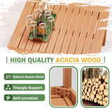 Devoko 5 Pieces Acacia Wood Outdoor Sectional Sofa Set with Coffee Table, Outdoor L-Shaped Couch with All-Weather Cushion for Patio Devoko