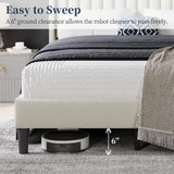 Yaheetech Full Bed Frame Upholstered Platform Bed with Fabric Headboard, Wing Edge Design/Non-Slip and Noise-Free/Wooden Slats Support/No Box Spring Needed/Easy Assembly, Beige Full Bed Yaheetech
