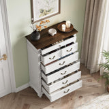 IDEALHOUSE Farmhouse Tall Dresser for Bedroom with 7 Drawers, 50" Tall Large Wood Chest of Drawers with Jewelry Storage for Bedroom, Living Room, Hallway, White IDEALHOUSE