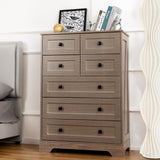 spanspace 7 Drawers Tall Dressers for Bedroom, 44" Wood Chest of Drawers with Metal Handle, Farmhouse Dresser for Living Room, Hallway spanspace