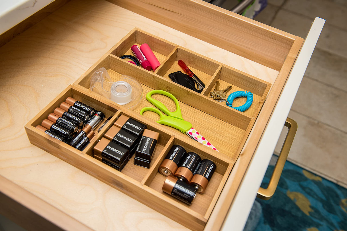 Lipper International 824, Bamboo Wood 4-Compartment Organizer Tray, 11 5/8" x 7 7/8" x 1 3/4" Lipper International