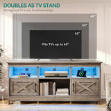 YITAHOME TV Stand for 65 Inch TVs, Entertainment Center with Storage Cabinets, Power Outlet & LED Light, Media Console Living Room Furniture, Washed Gray YITAHOME