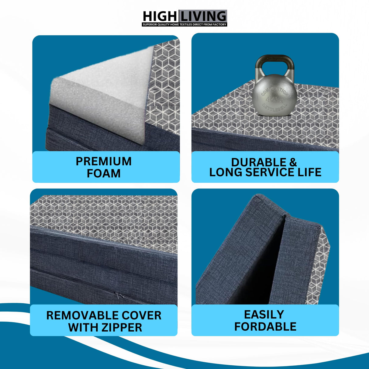 Tri Folding Mattress Single Size - 4 Inch Foldable Mattress Portable Tri-fold Mattress with Washable Cover, Non-Slip Bottom Mattress Guest Bed, 75"x25"x4" Generic