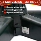 Stephan Roberts Rotating Christmas Tree Stand with 360° Rotation, 5 Legs, 3 Power Outlets, 3 Adjustable Size Attachments, 3-Setting Switch – Stable & Durable Holiday Tree Base (Green) Stephan Roberts