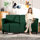 Valthie 60.6" Small Corduroy Loveseat Sofa, Mid-Century Modern 2-Seater Couch with Side Pockets for Small Spaces, Green– Perfect for Living Room, Bedroom, Office & Apartment Valthie